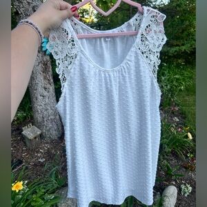 Swiss Dot White Crochet Top
